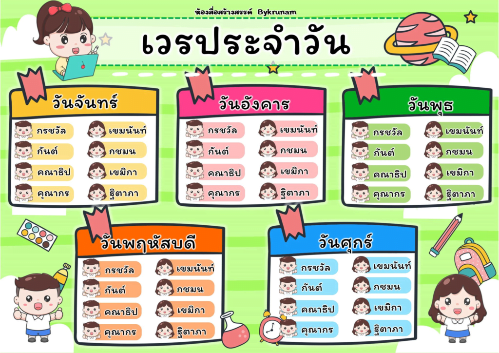 ตารางทำความสะอาด