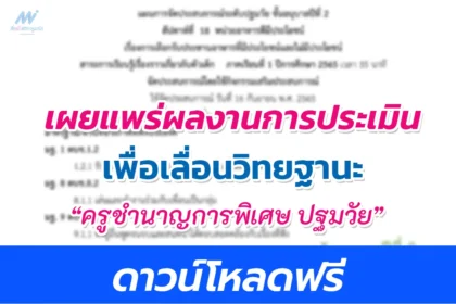 ครูชำนาญการพิเศษ ปฐมวัย ผลงานการประเมินเพื่อเลื่อนวิทยฐานะ: ว21 ว9 วPA