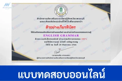 ข้อสอบวัดระดับความรู้ภาษาอังกฤษ English Grammar