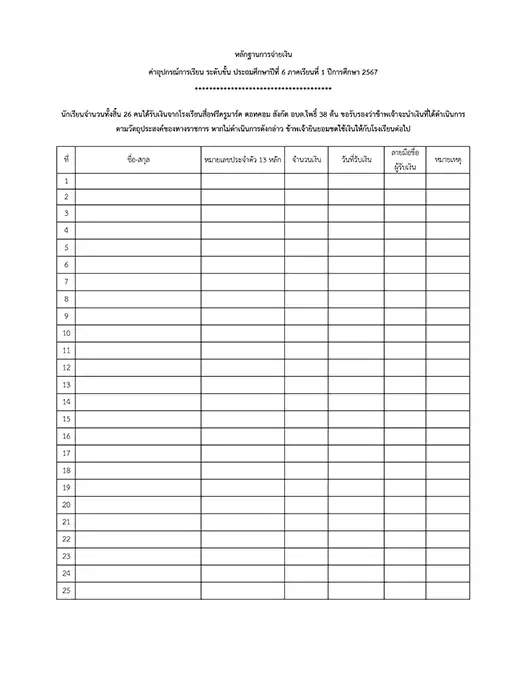ฟรีโปรแกรม แบบฟอร์มเอกสาร จ่ายเงินค่าเครื่องแบบ และค่าอุปกรณ์การเรียน 2567