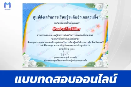 เกียรติบัตรออนไลน์ ทำข้อสอบวัดระดับความรู้ วันแม่แห่งชาติ 2567