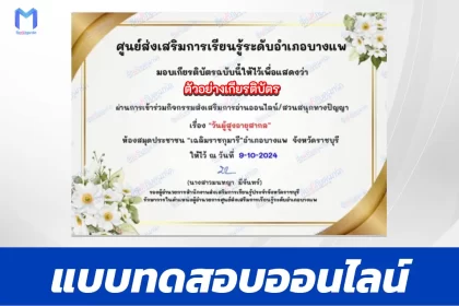 เกียรติบัตรออนไลน์ ทำข้อสอบวัดระดับความรู้ วันผู้สูงอายุสากล 2567