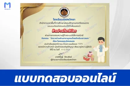 เกียรติบัตรออนไลน์ ทำข้อสอบวัดระดับความรู้ หลอดเลือดสมอง 2567